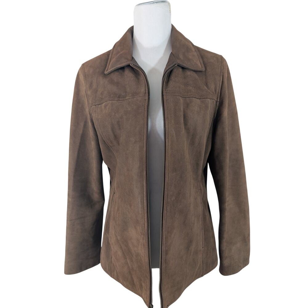 WILSONS LEATHER! RICH BROWN GENUINE NUBUCK LEATHER, SLEEK JACKET, COAT! SZ M